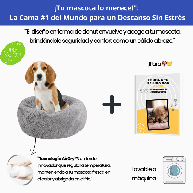 🐶 Cama Donut Anti-Estrés para Mascotas + Ebook de Adiestramiento GRATIS 🎁